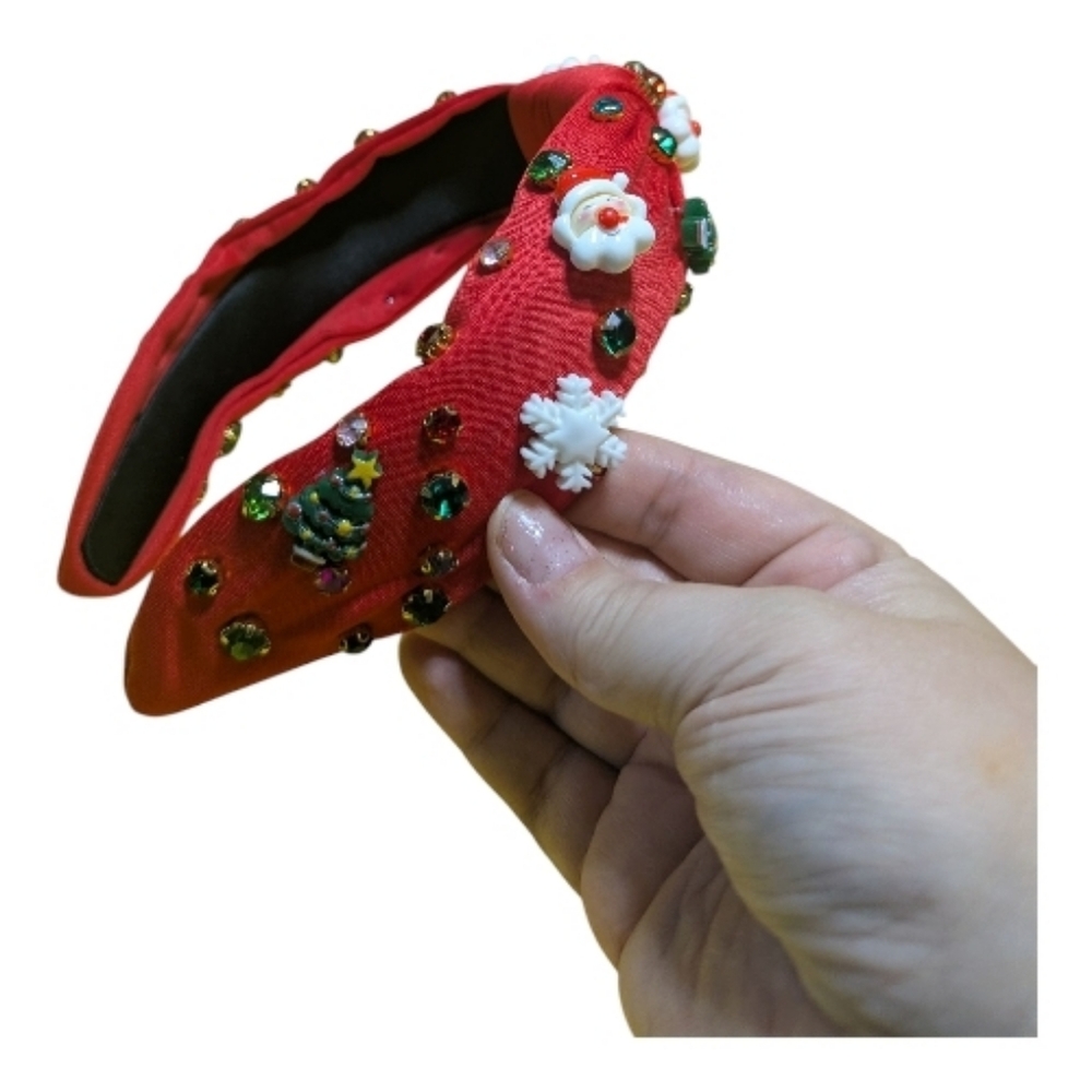NEW Christmas Beaded Headband One Size  Santa Trees